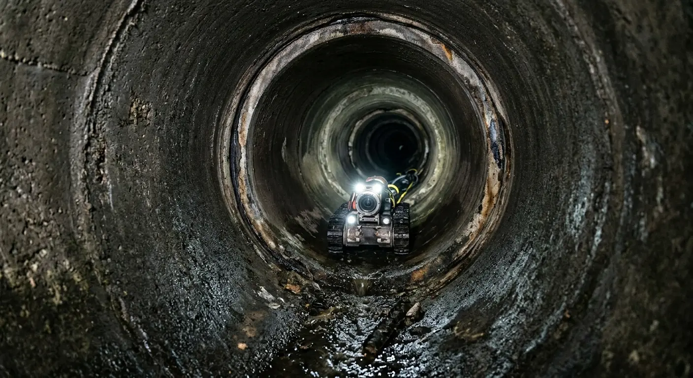 Robotic sewer camera inspecting pipe interior for Sewer Line Cleaning in Monroeville
